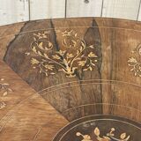 Pedestal table XIXth in walnut and marquetry