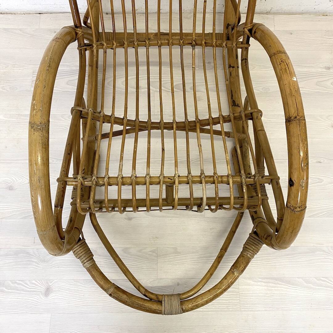 Vintage 1960s rattan rocking chair