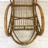 Vintage 1960s rattan rocking chair