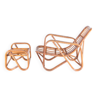 Chaise longue en rotin