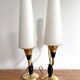Pair of brass and opaline lamps from the 1950s.