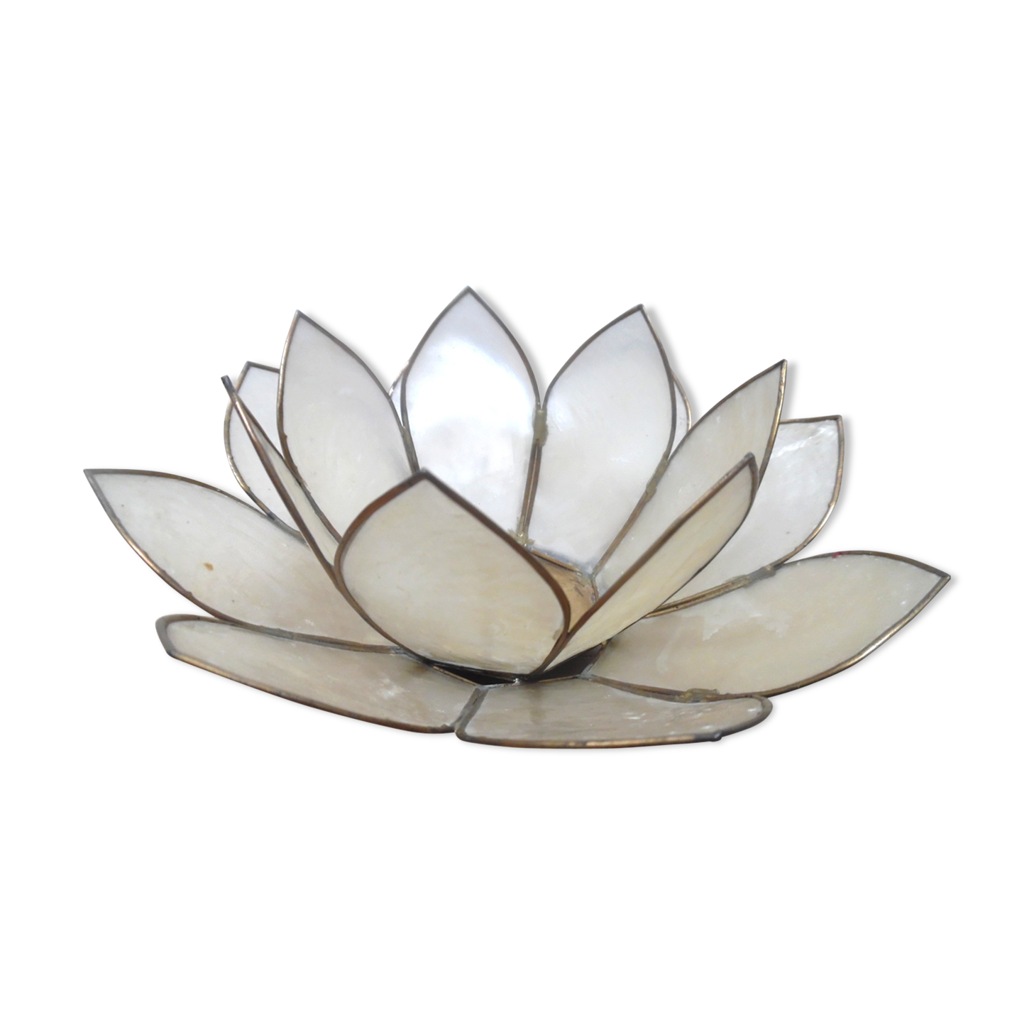 Mother-of-pearl and brass candlestick