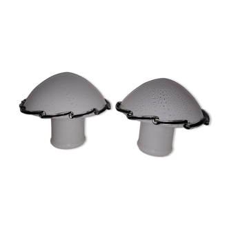Pair vintage murano mushroom table lamps