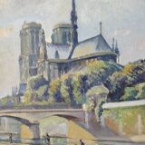 Table, oil representing Notre Dame de Paris