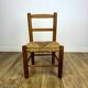 Paire d'anciennes chaises en bois et paille enfant