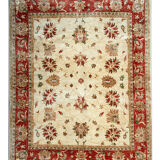 Handwoven cream wool ziegler rug traditional afghan carpet 198x249cm