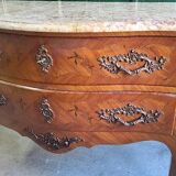 ROSEWOOD COMMODE WITH 2 DRAWERS AND OCHRE MARBLE TOP