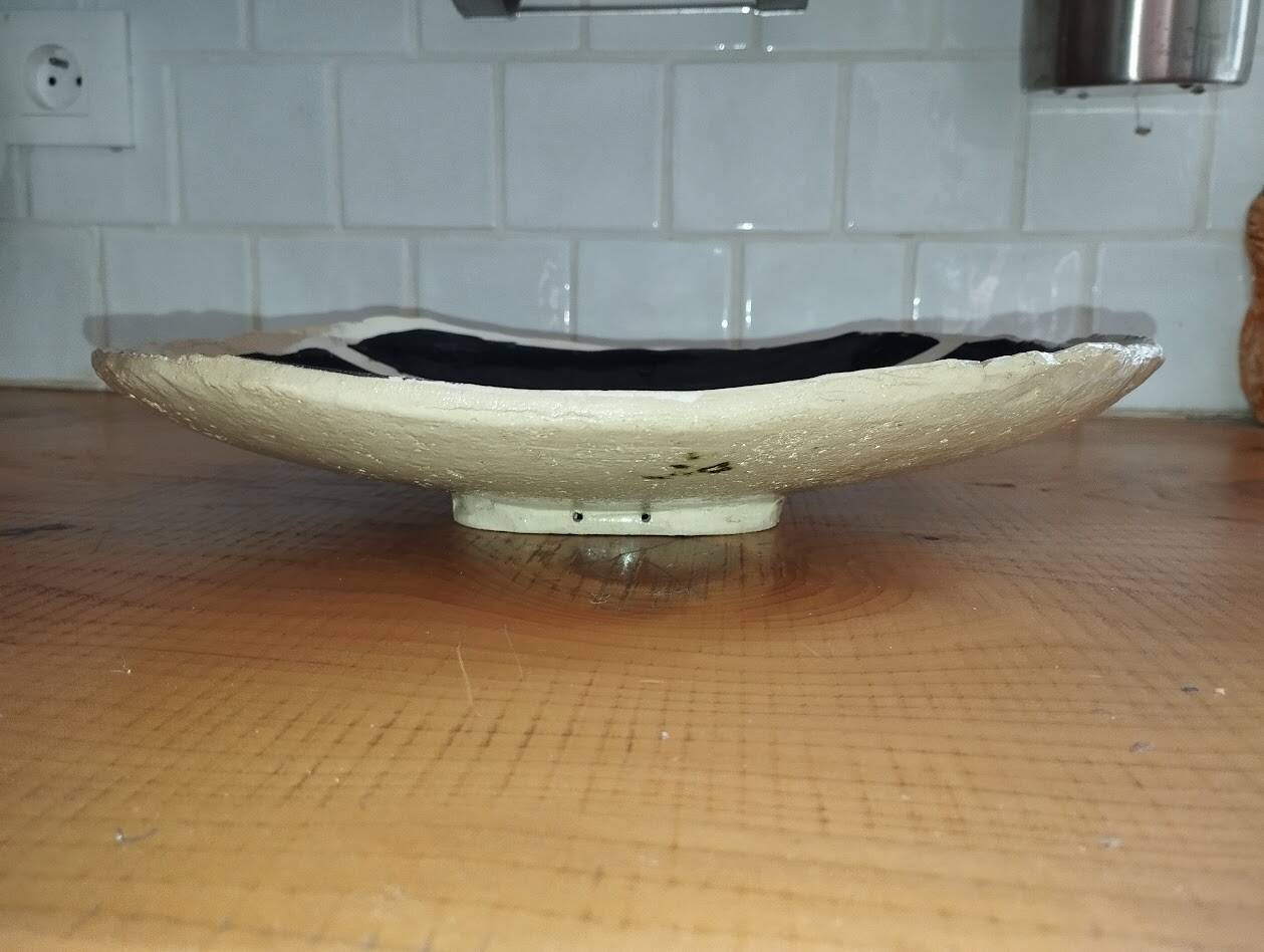 Vintage plate – Abstract decor – 1950s–60s – Handmade ceramics