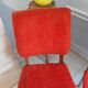 Paire de chaise moumoute vintage rouge pieds compas