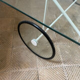 Italian glass coffee table with castors