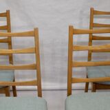 Set of 4 year old Scandinavian chairs restored fabric Edition Lelievre .