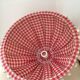 Lampshade in red gingham fabric and white pompoms