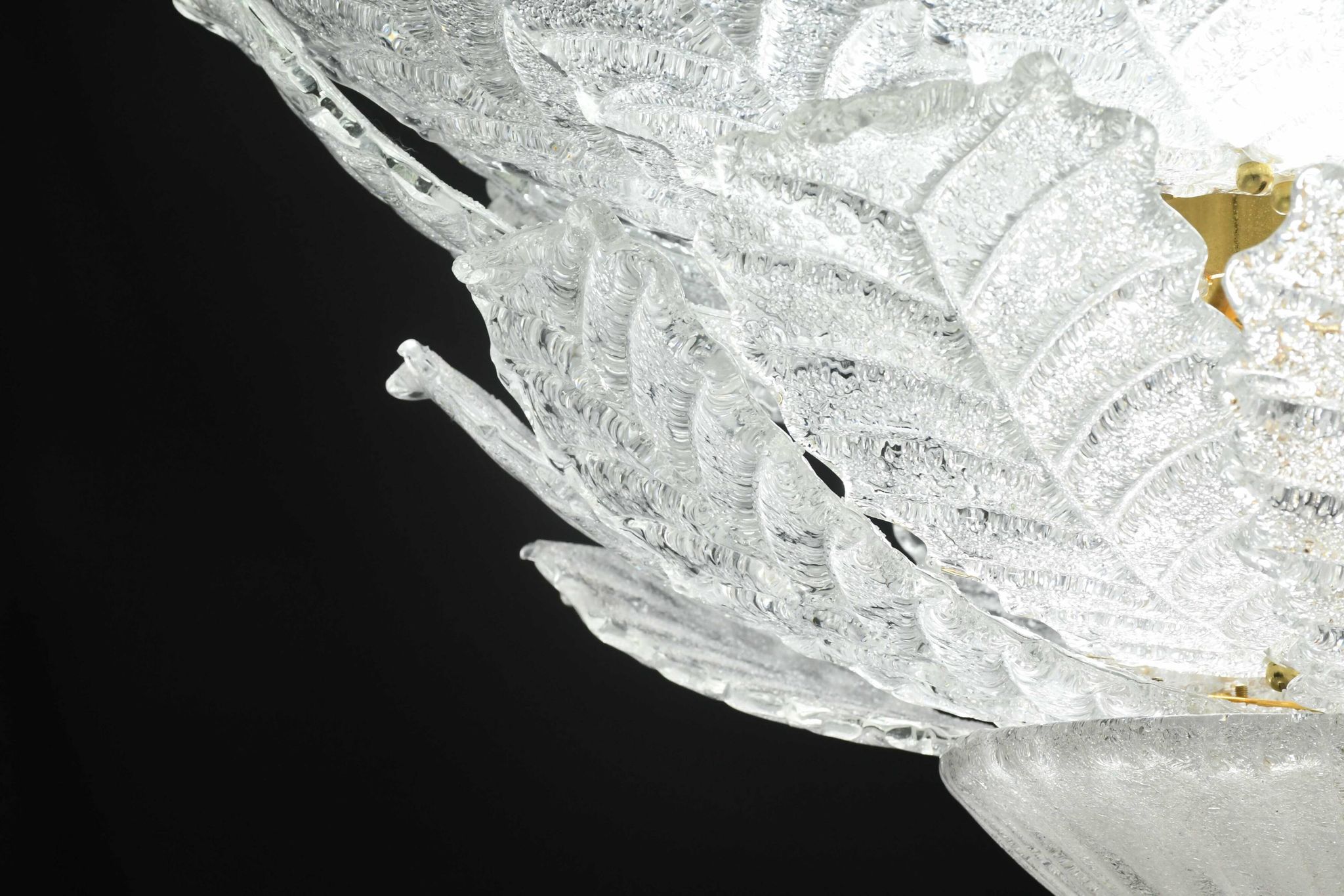 Florence, large size Murano clear transparent vintage glass ceiling light