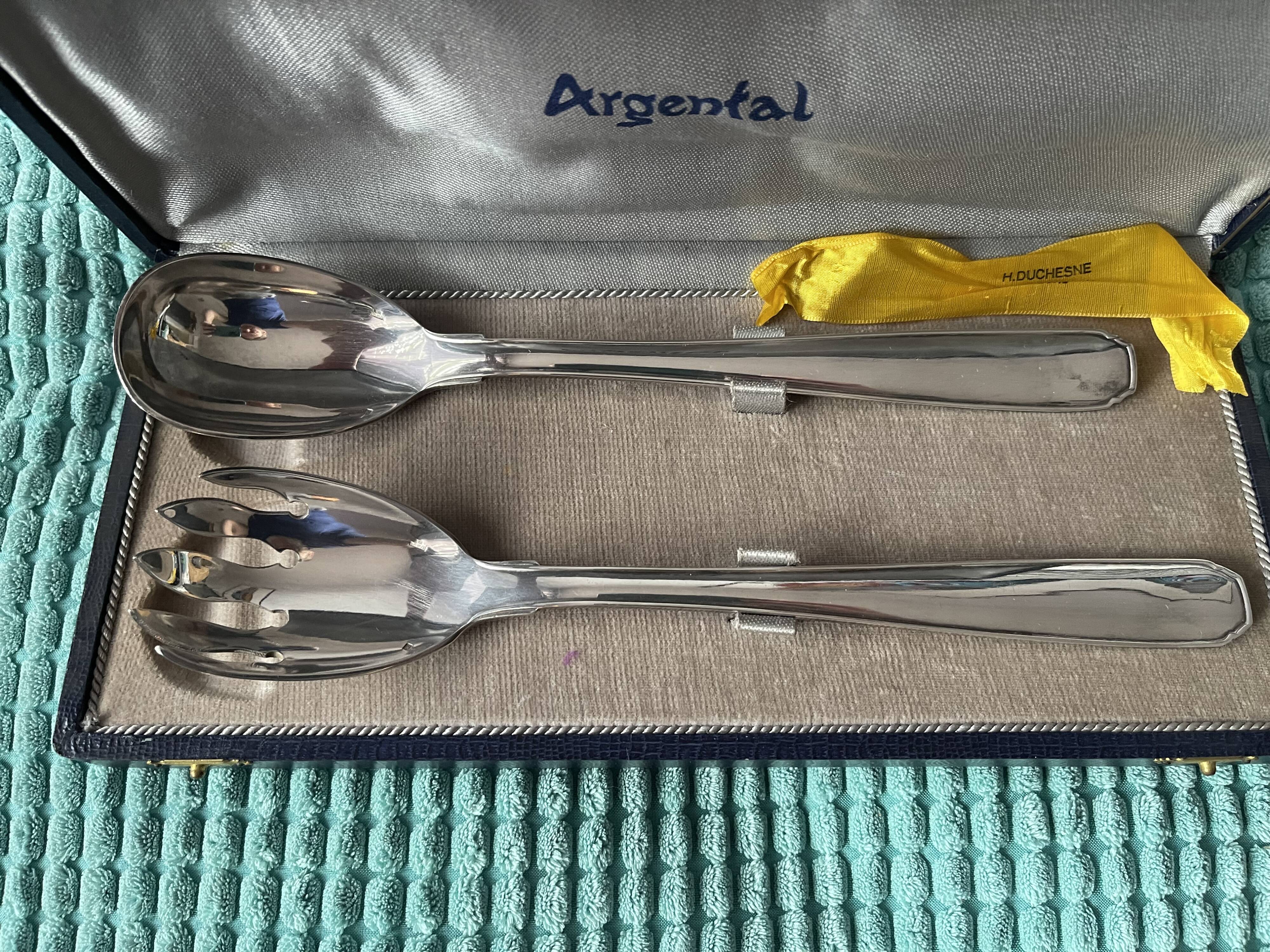 Silver-plated metal salad cutlery Argental