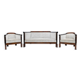 19th Century Biedermeier Mahogany Feather Two Armchairs and Sofa, Vienna