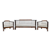 19th Century Biedermeier Mahogany Feather Two Armchairs and Sofa, Vienna