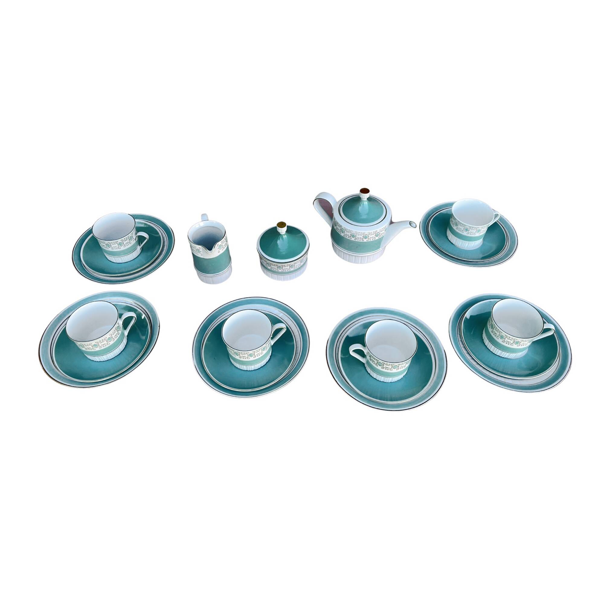Turquoise porcelain service by Kahl, Germany, 1960s.