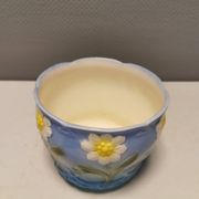 Very beautiful flower pot in soft blue and white color with floral motifs.