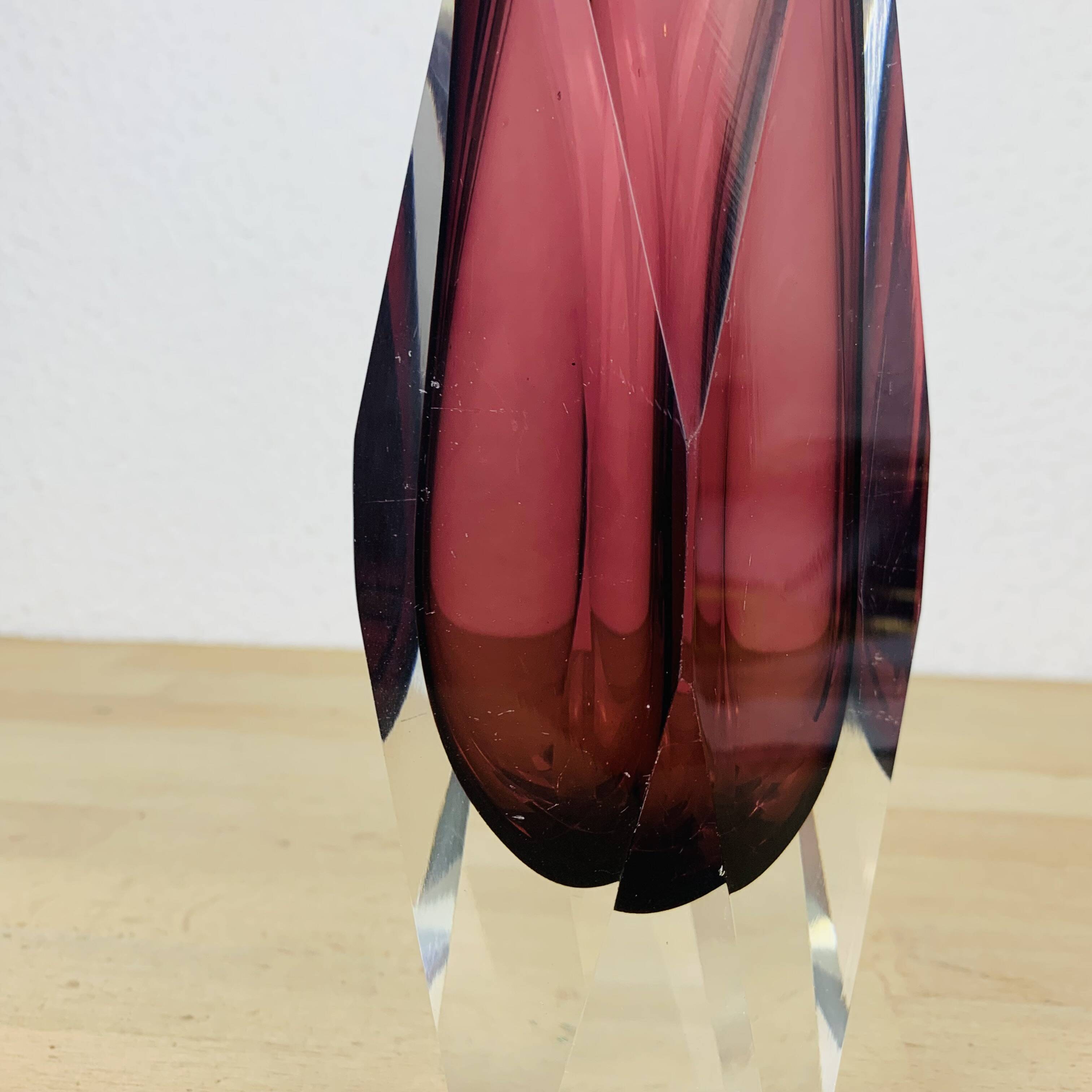Sommerso Murano purple vase, soliflore