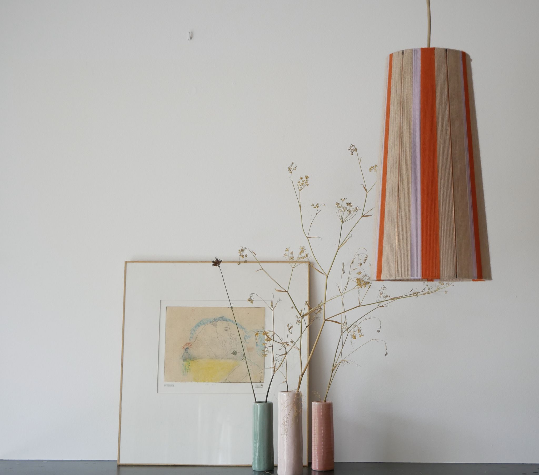 Garance model pendant lamp - hand-woven lamps - Unique woven yarn shade - t pendant lamp