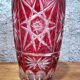 Large ruby red cut crystal vase – Central Europe 1950s