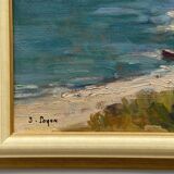 Oil on canvas suzanne payen binet landscape seaside rocky coast