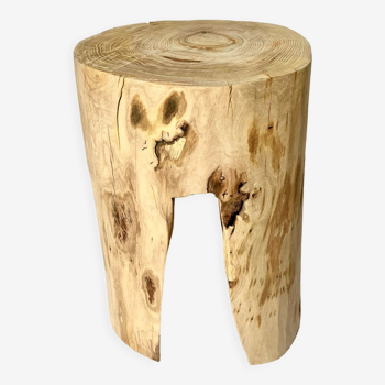 Brutalist solid wood bedside table stool