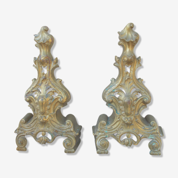 Antique chenets in gilded bronze