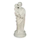 Statue of Saint Joseph and the infant Jesus in biscuit porcelain, early 20th century