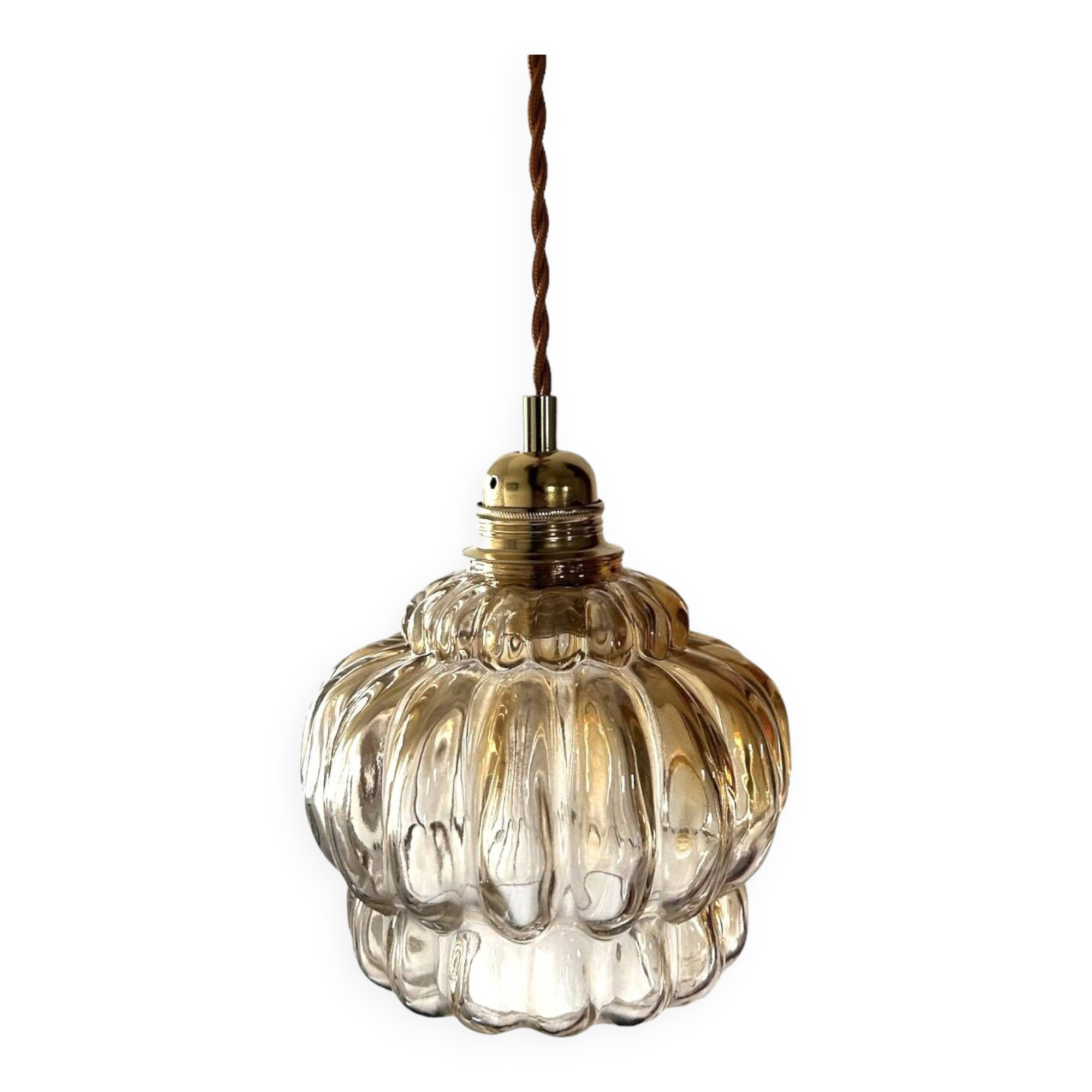 Vintage amber glass pendant light