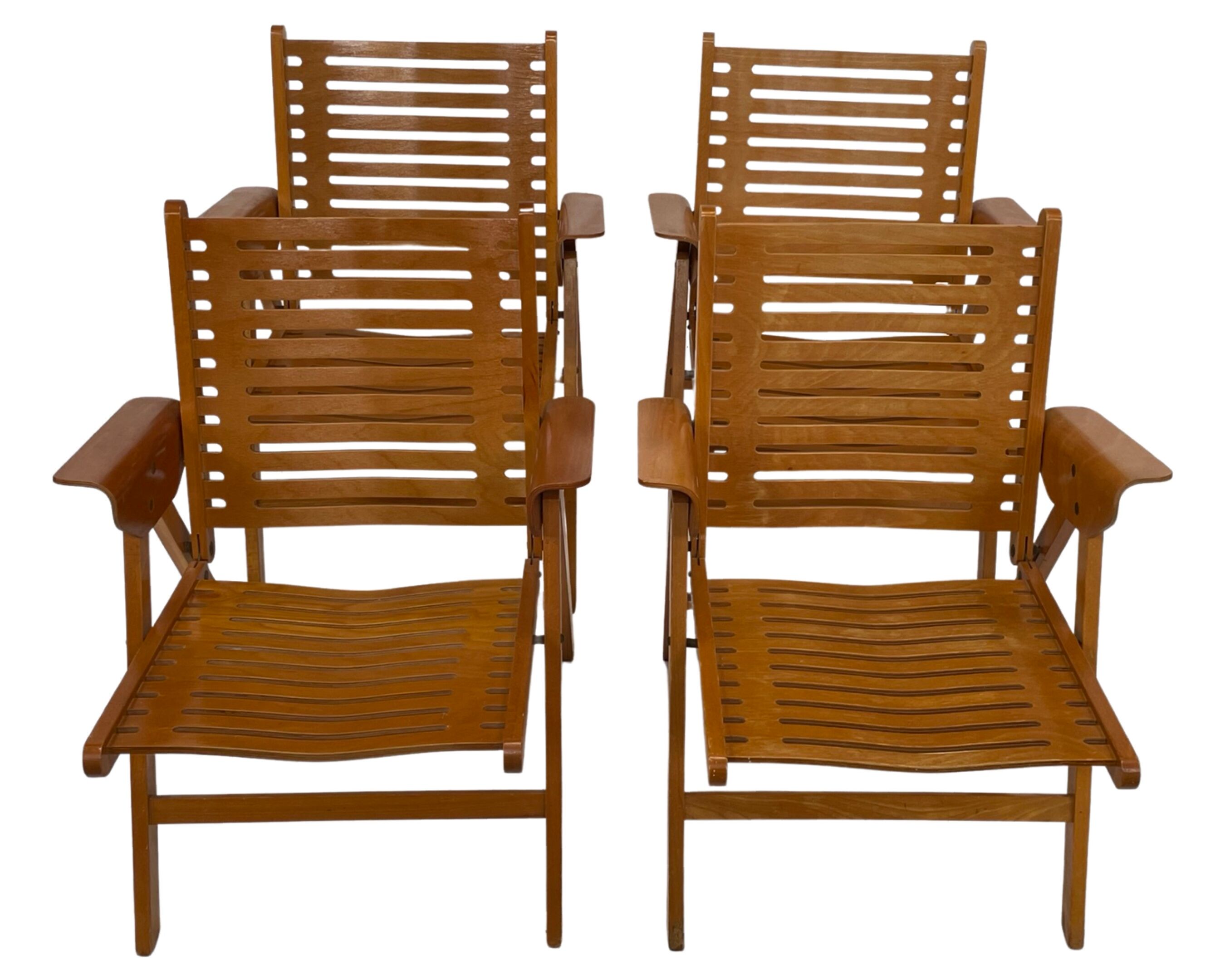 Vintage set of four Rex Plywood folding chairs by Niko Kralj design 1950