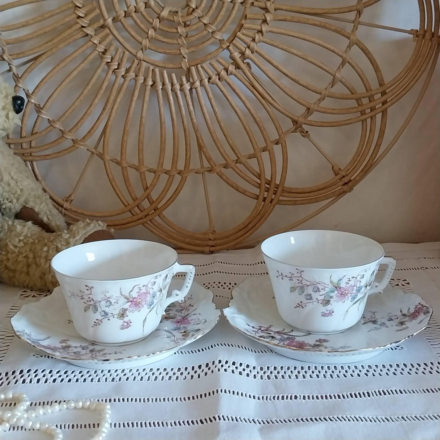Antique art nouveau cups and saucers