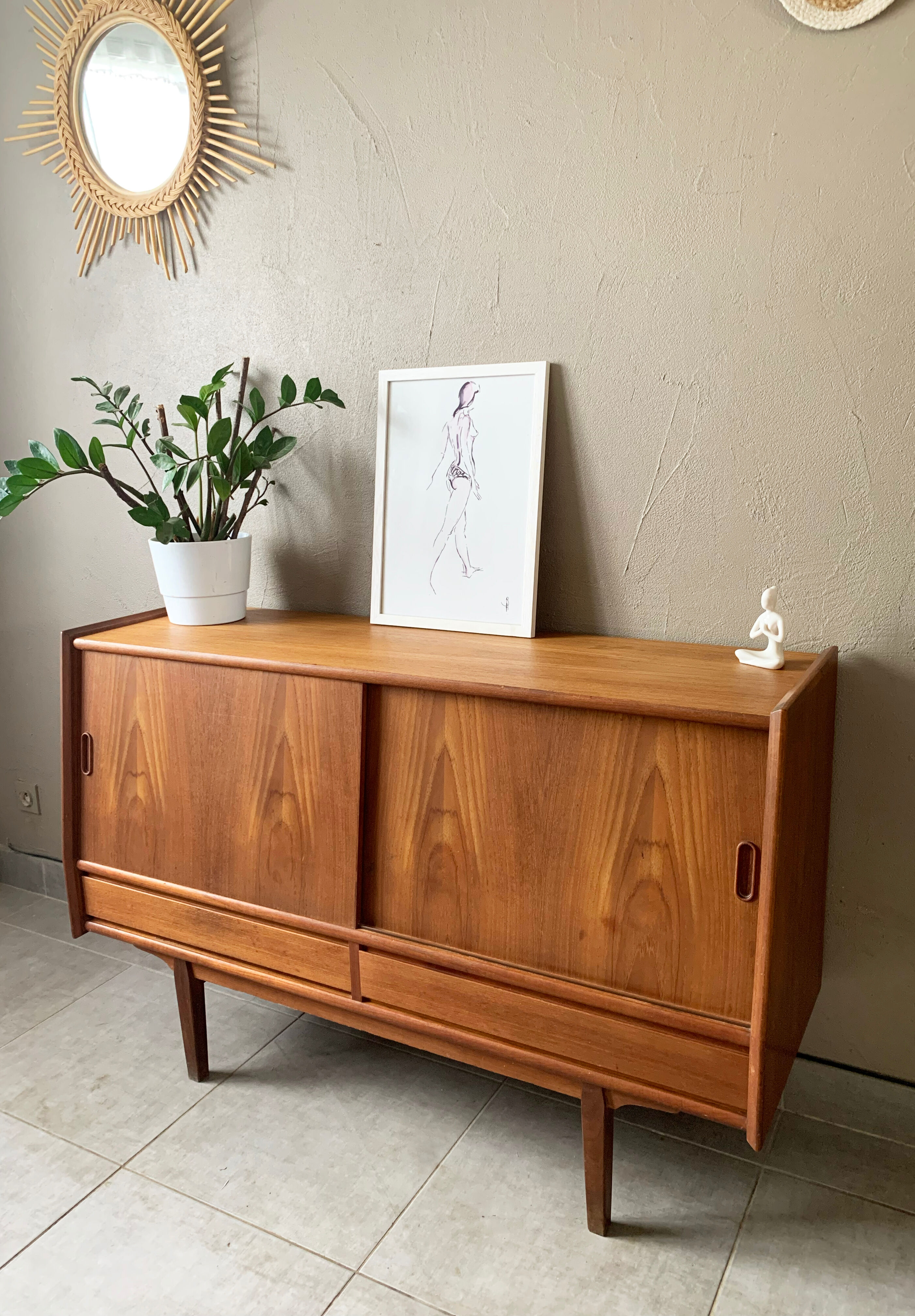 Danish vintage teak enfilade, 60s