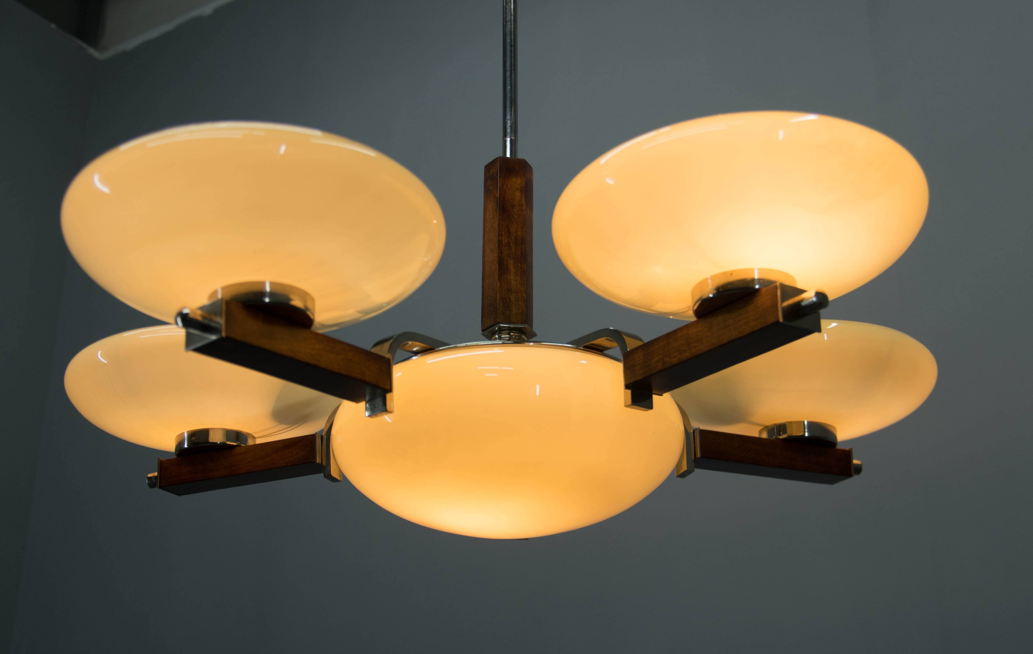 Large Art Deco Chandelier, Germany, 1930s, Restored