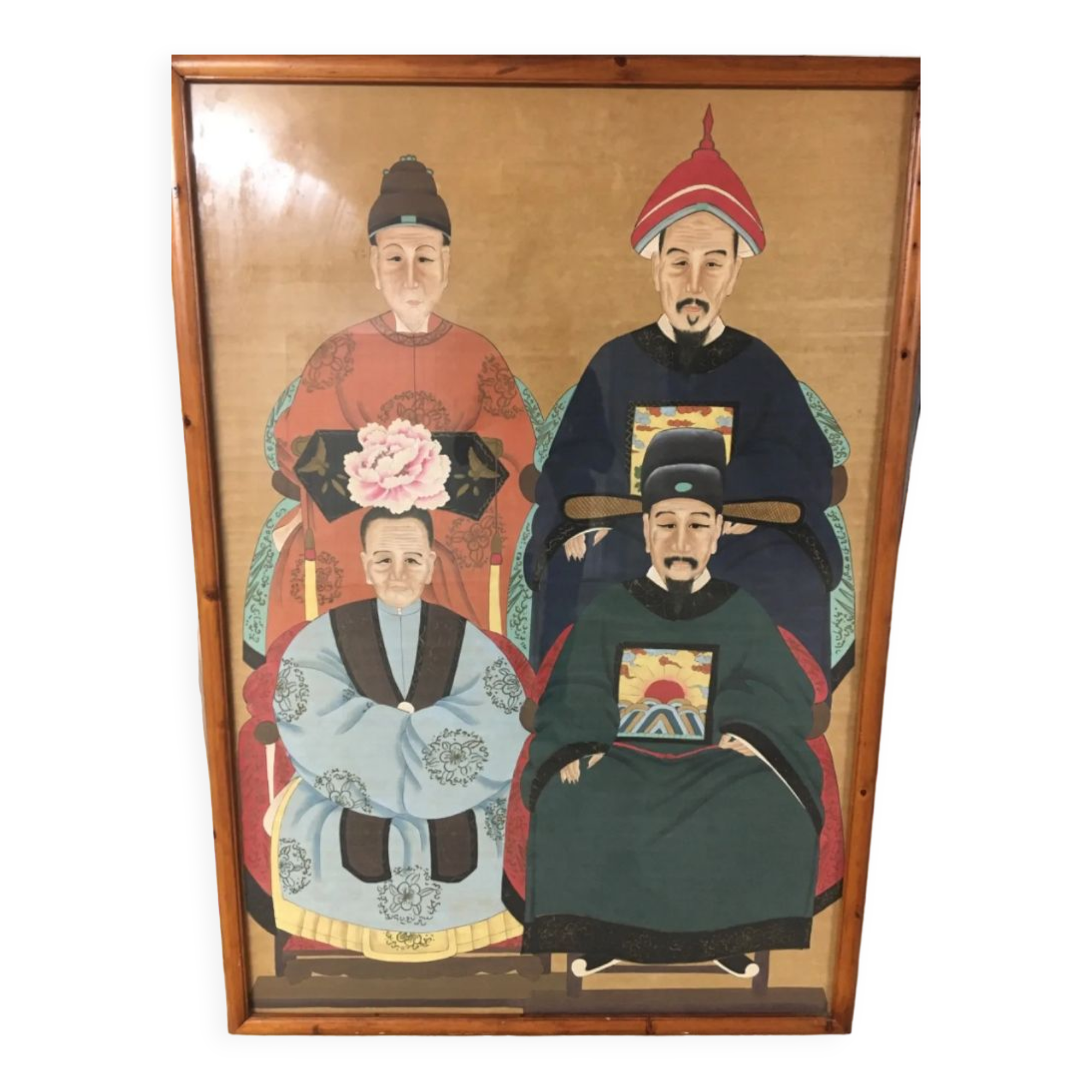 Family portrait painting of 4 Chinese dignitaries