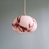 Art Deco pendant light in pink marbled opaline, Scailmont, 1920s-30s.