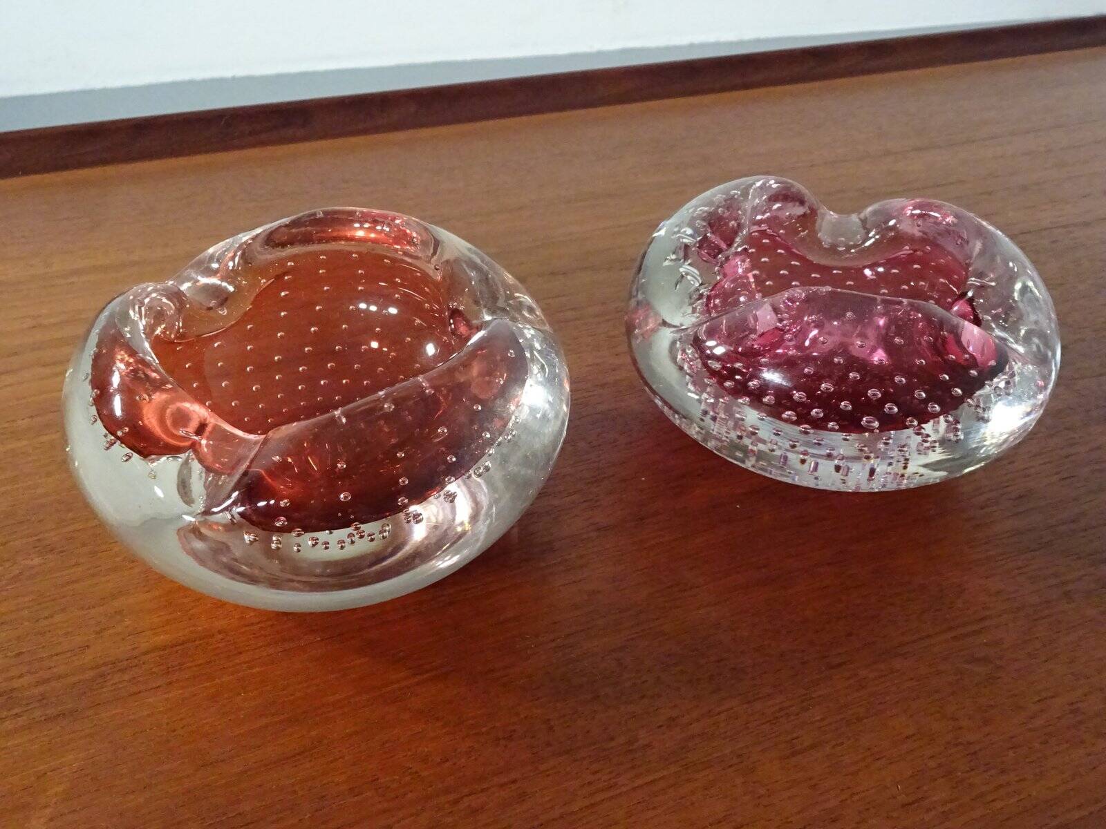 Italian Murano Glass Ashtrays, 1960s, Set of 2