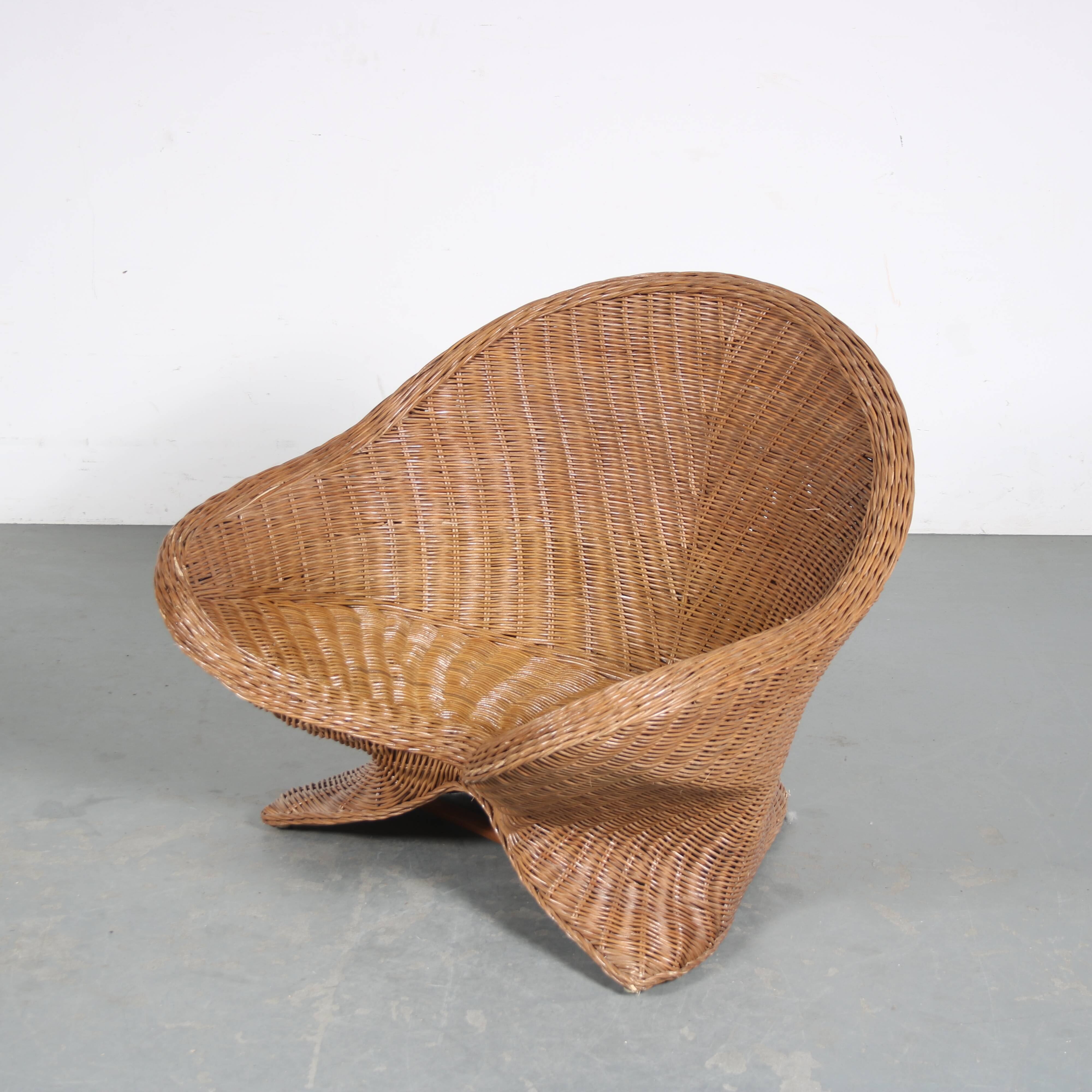 1970s Wicker Lotus chair from the Netherlands