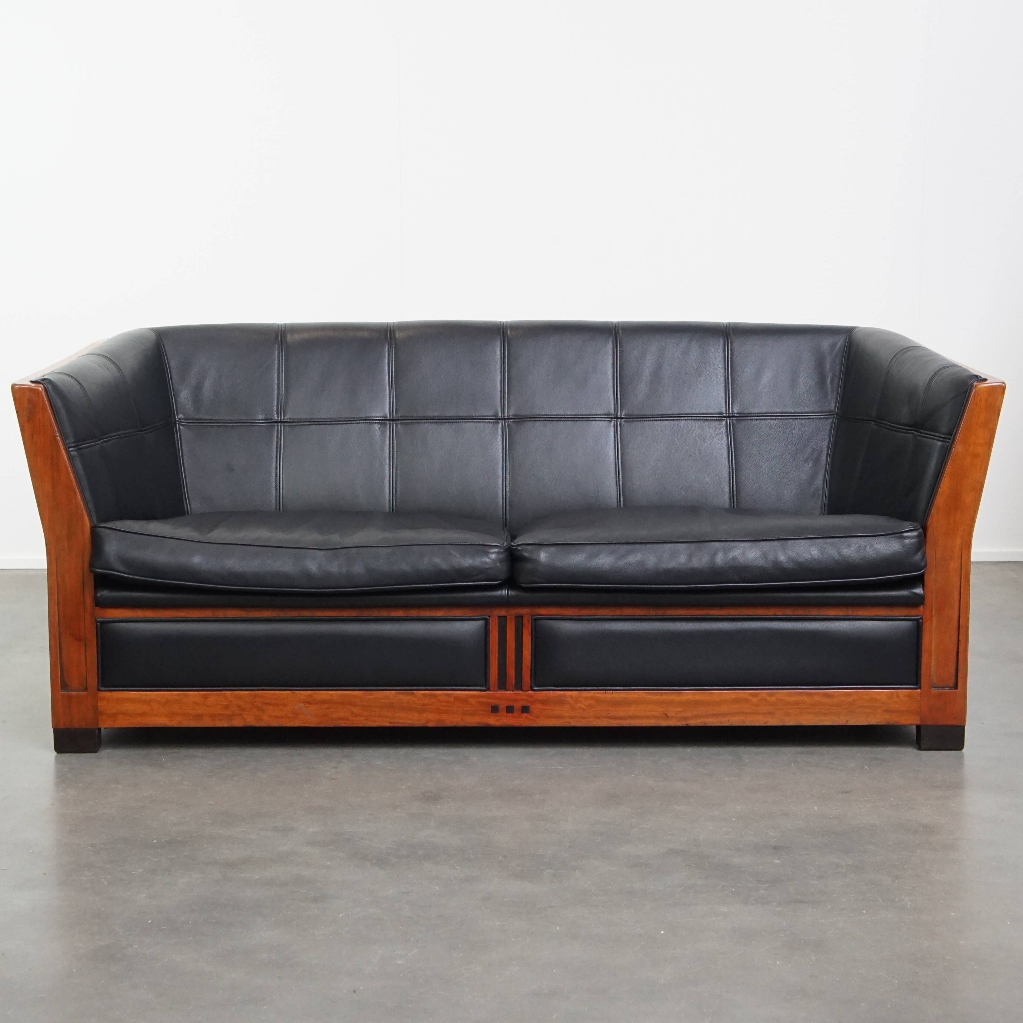 Art Deco 2.5-Seater Leather Sofa
