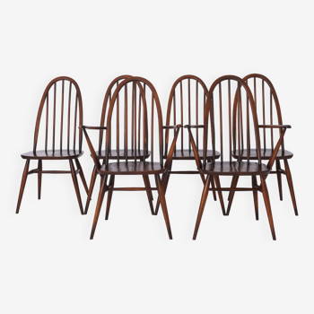 Ensemble de 6 chaises Ercol 365 Quaker Windsor, Vintage des années 1960, Angleterre