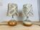 Pair of lamps sandstone lampshade wool workshop 7 suns by Bernadette Ver Eecke Scherrer