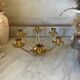 Low six-light brass chandelier circa 1950