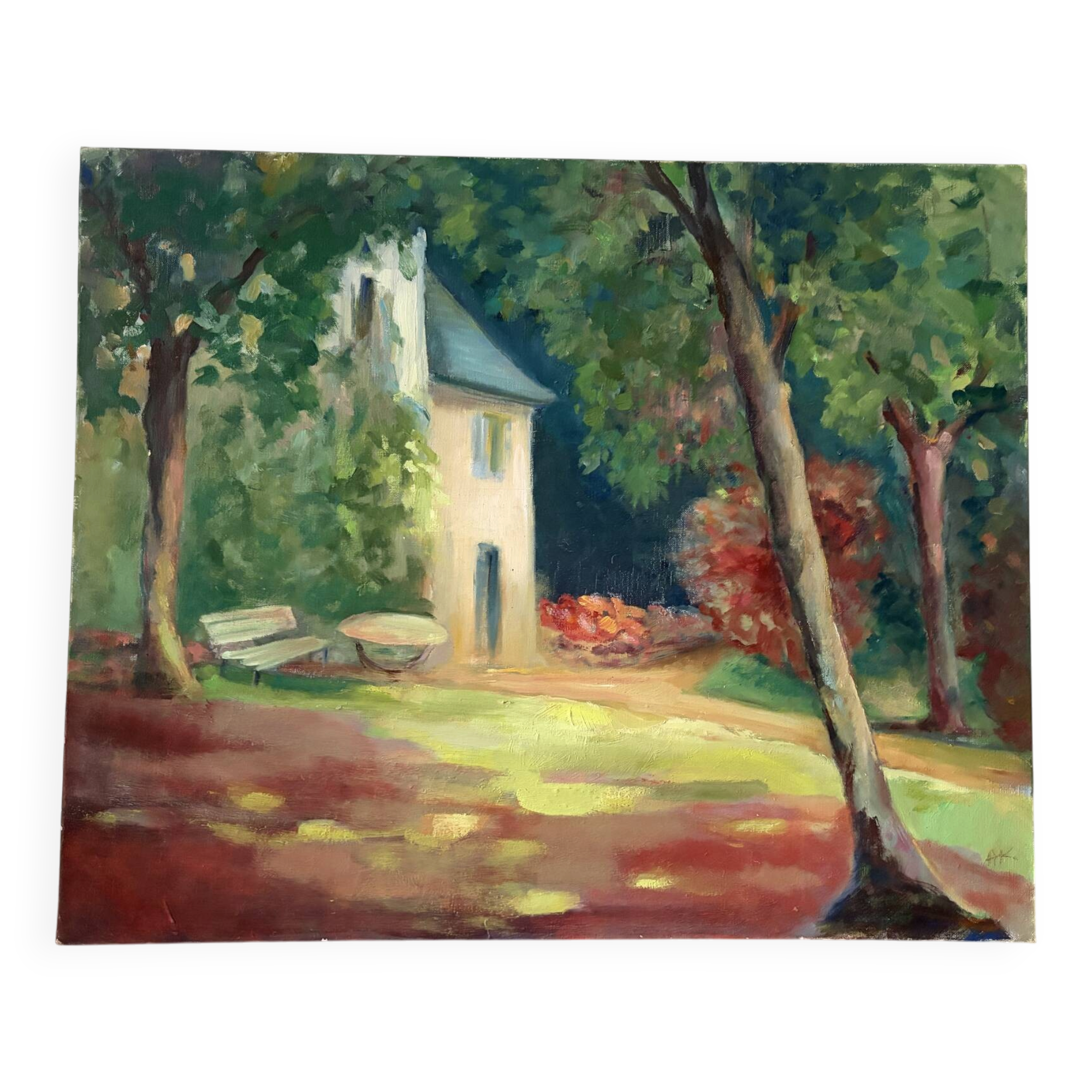La maison dans le bois, huile sur toile