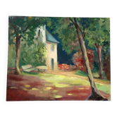 The house in the woods, oil on canvas.