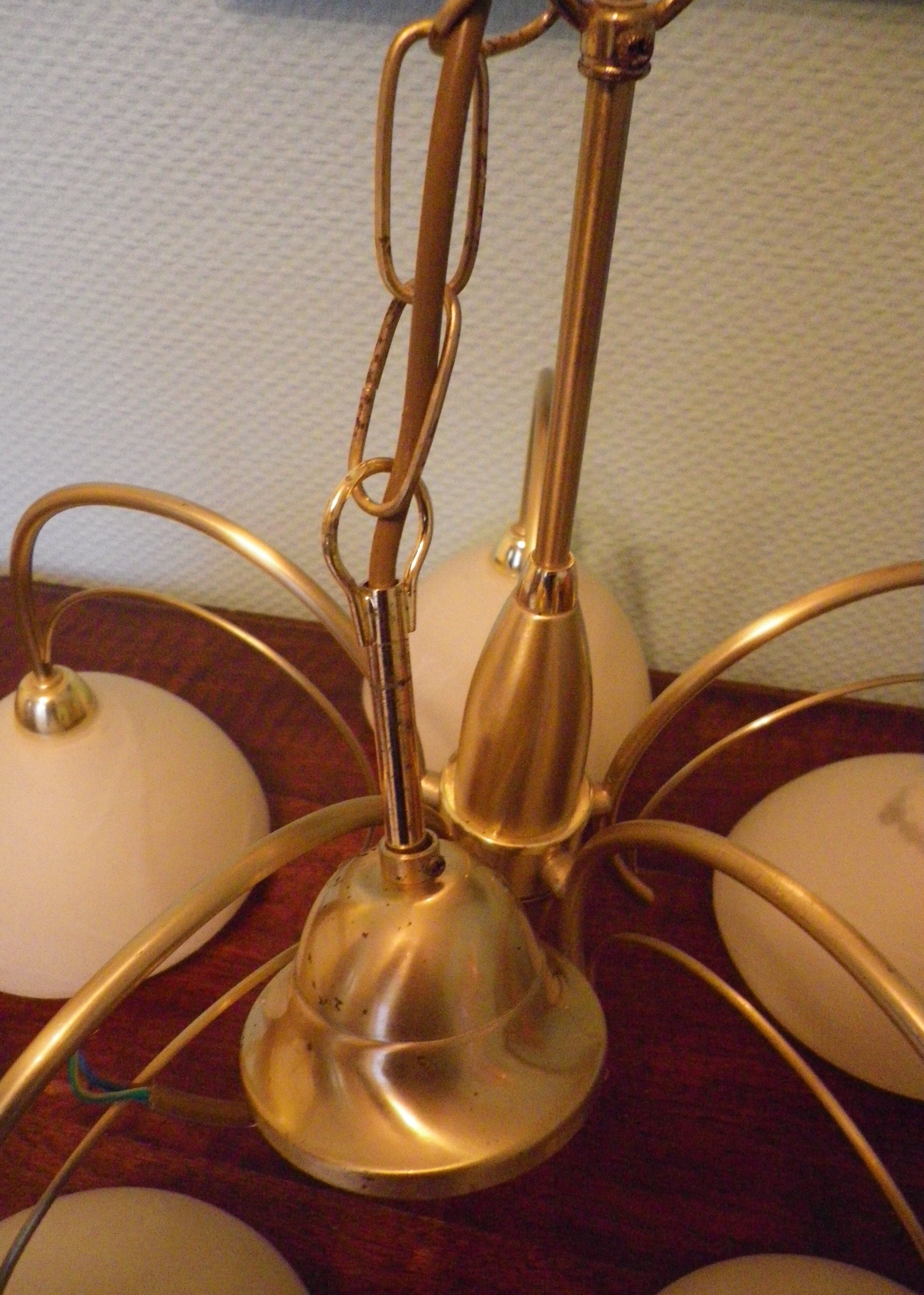 5-branched pendant light from the 70s, Honsel, Germany