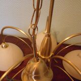 5-branched pendant light from the 70s, Honsel, Germany