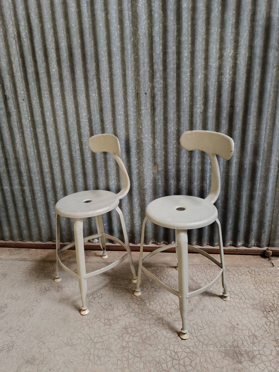 Pair of Nicole Vintage high chairs - Workshop stool