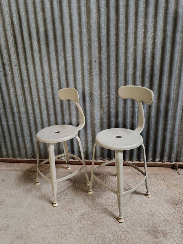 Paire chaises hautes Nicole Vintage - Tabouret d'atelier