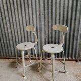 Pair of Nicole Vintage high chairs - Workshop stool