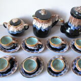 Old coffee set from 1960/70 in flamed sandstone cup saucer oval broc pitcher